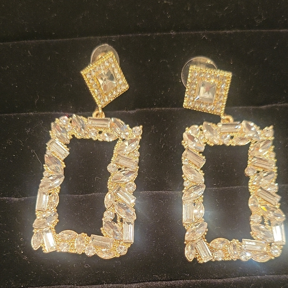Elegant Gold and Silver Crystal Earrings